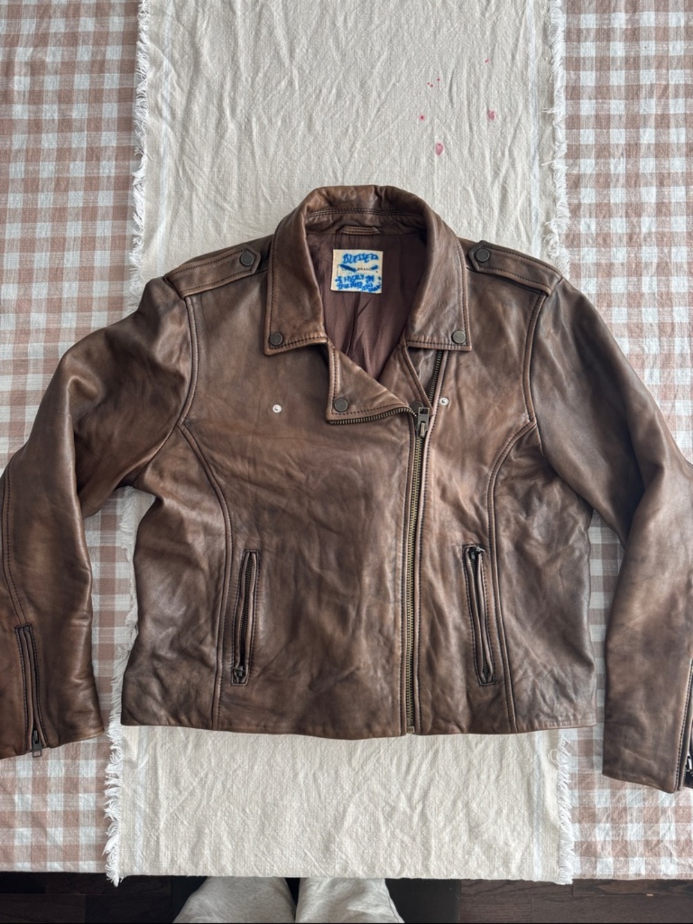 Brown lamb Leather Moto Jacket